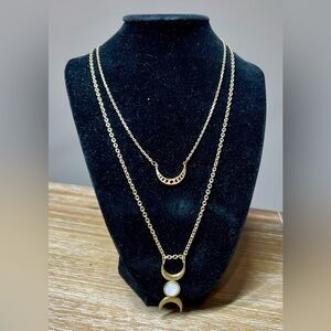 Set of Gold Moon Necklaces